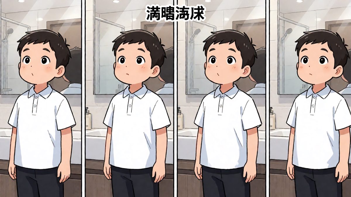 小明照镜子，意识到自己刷的是肥皂