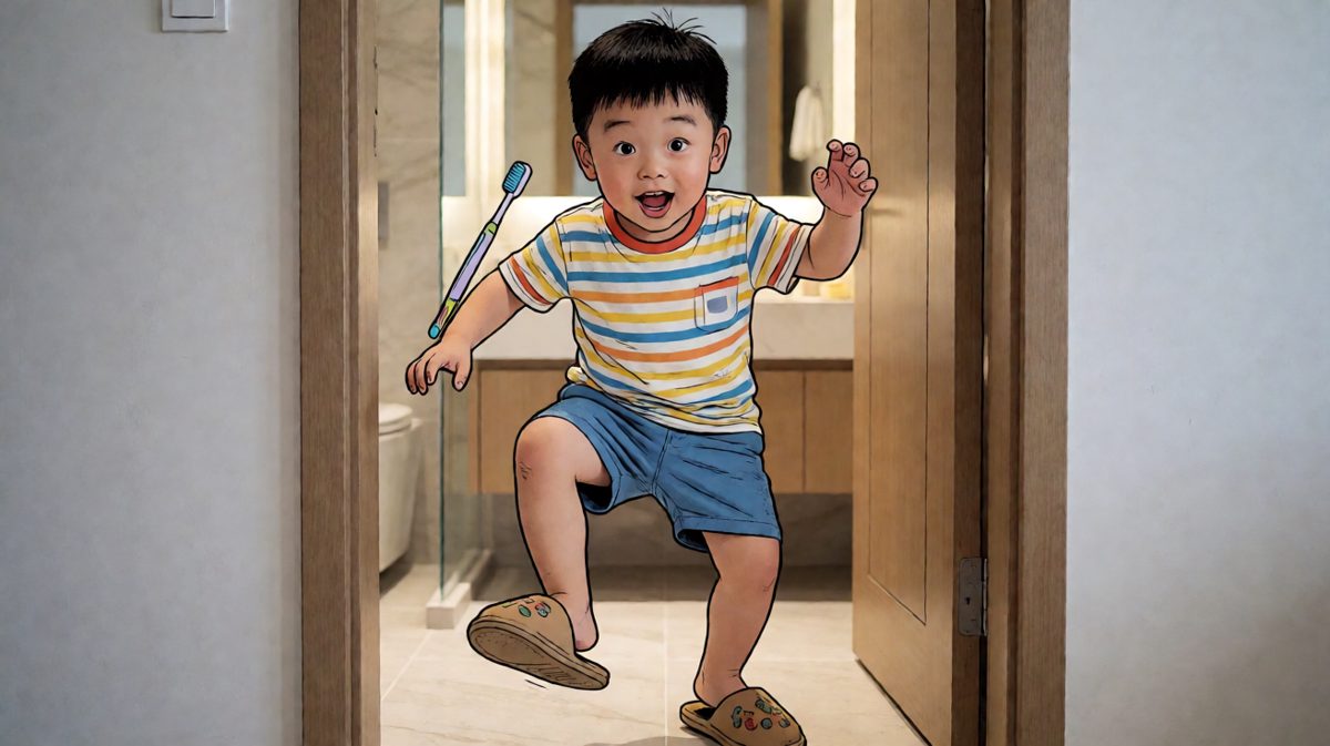 洗漱？不存在的！小明用生命在赶时间，牙刷还在嘴里飞。