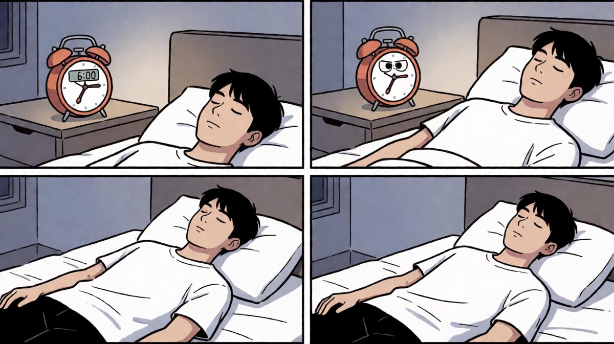 闹钟决定提前叫醒主人，露出邪恶的笑容。