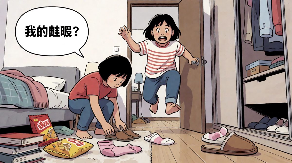 满屋子找鞋，越急越找不到。