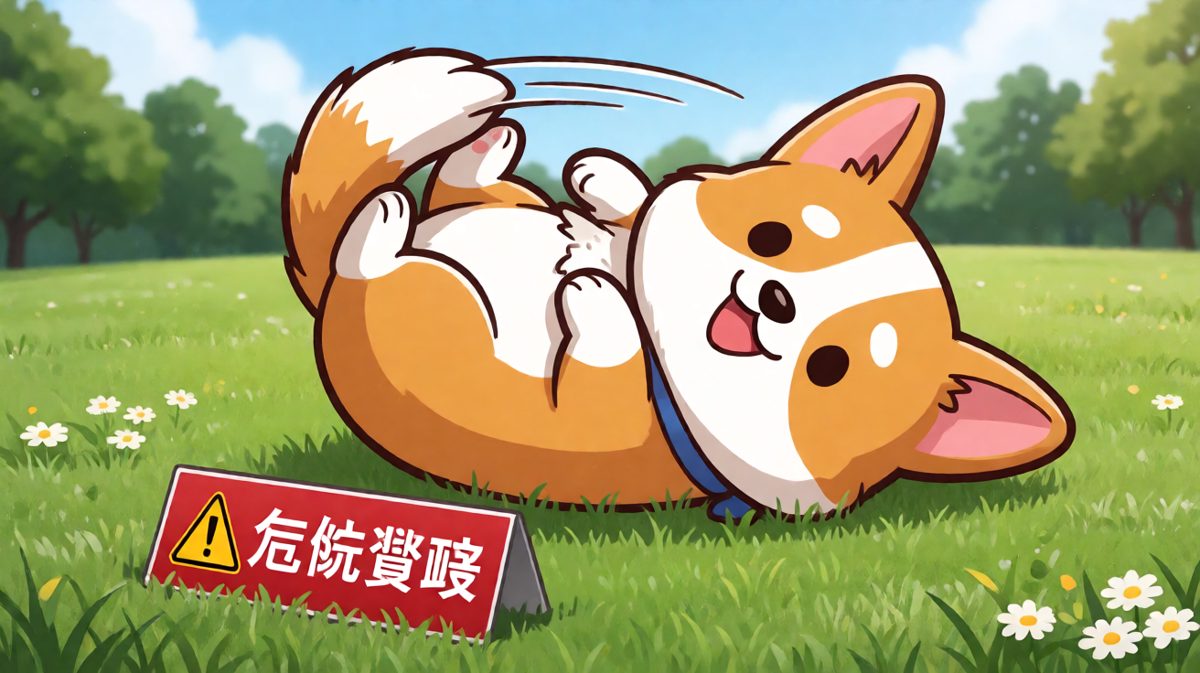 柯基追尾巴追到失控，上演花式摔跟头。