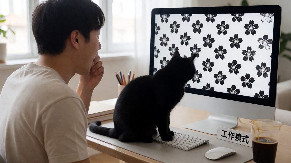 猫咪按电脑，留下满屏的'艺术创作'。