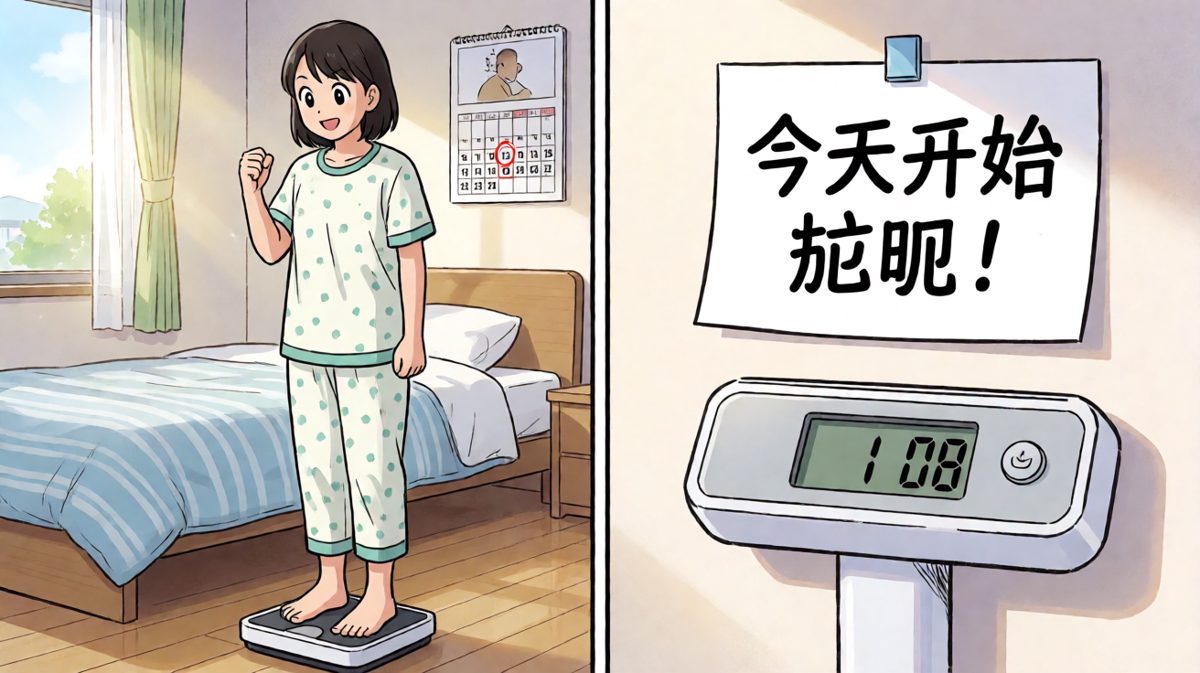 早上雄心壮志，立志今天开始减肥！