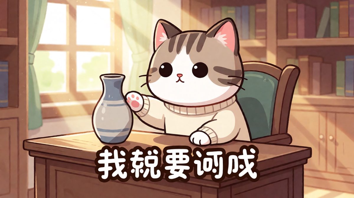 猫主子：牛顿定律证明，掉下去的东西都会碎。