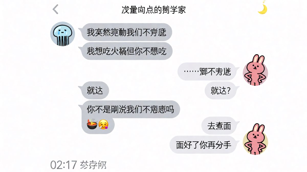 凌晨两点的情感危机，剥开最后一层壳发现只是饿了想吃火锅。