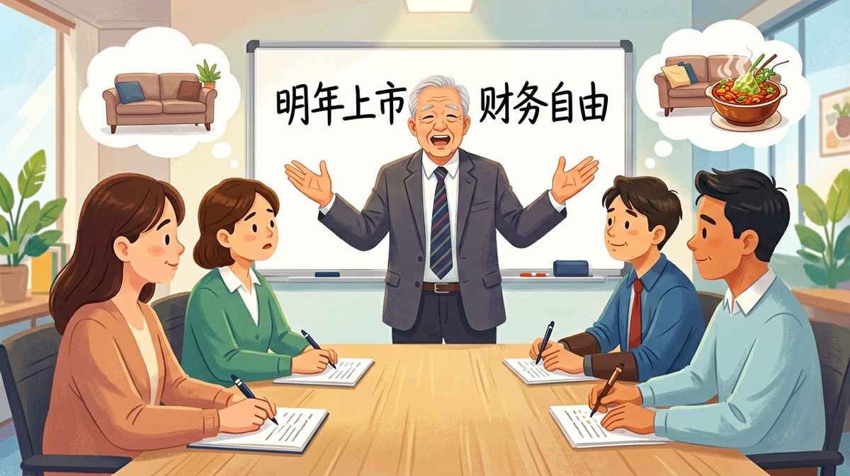 老板画饼时，员工在消化；表面听懂了，实际在想中午吃什么。