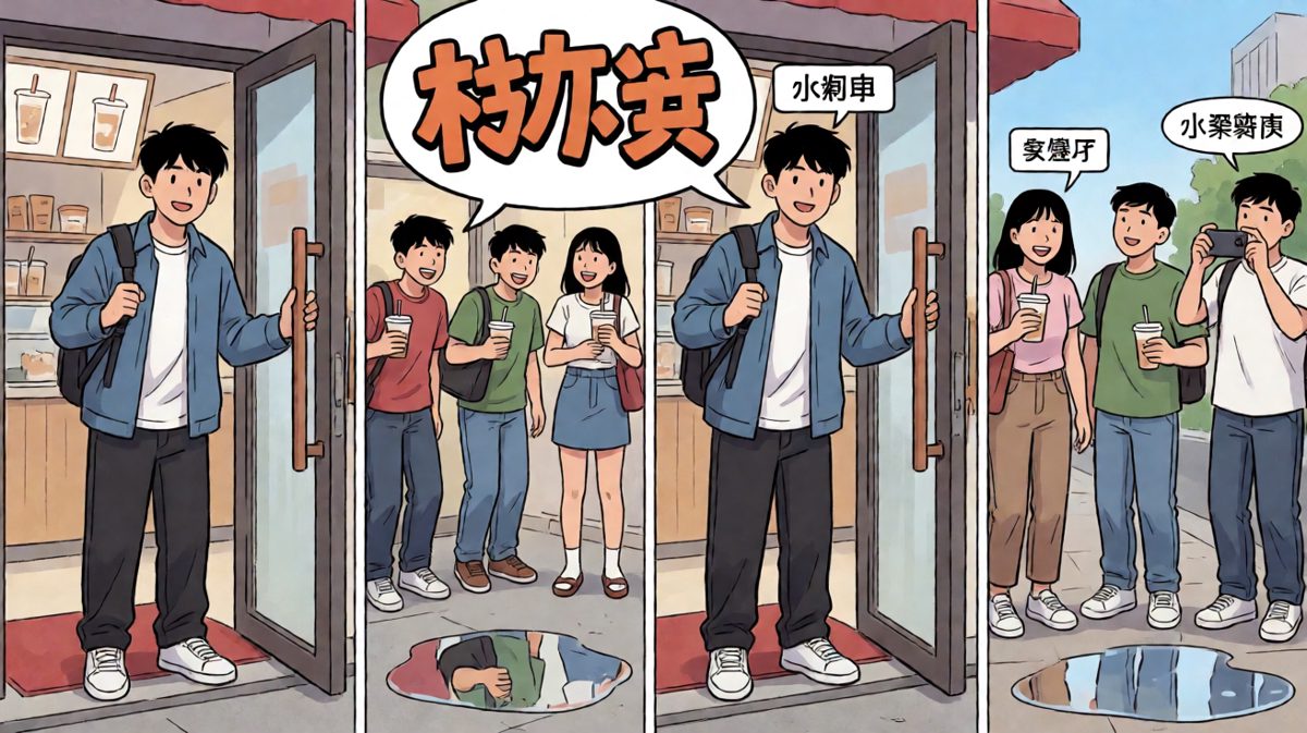 社死现场，路人纷纷侧目，小陈恨不得原地消失