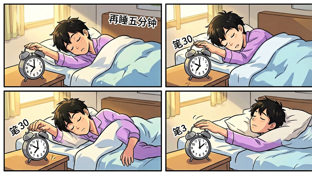 闹钟响了？再睡五分钟就好……