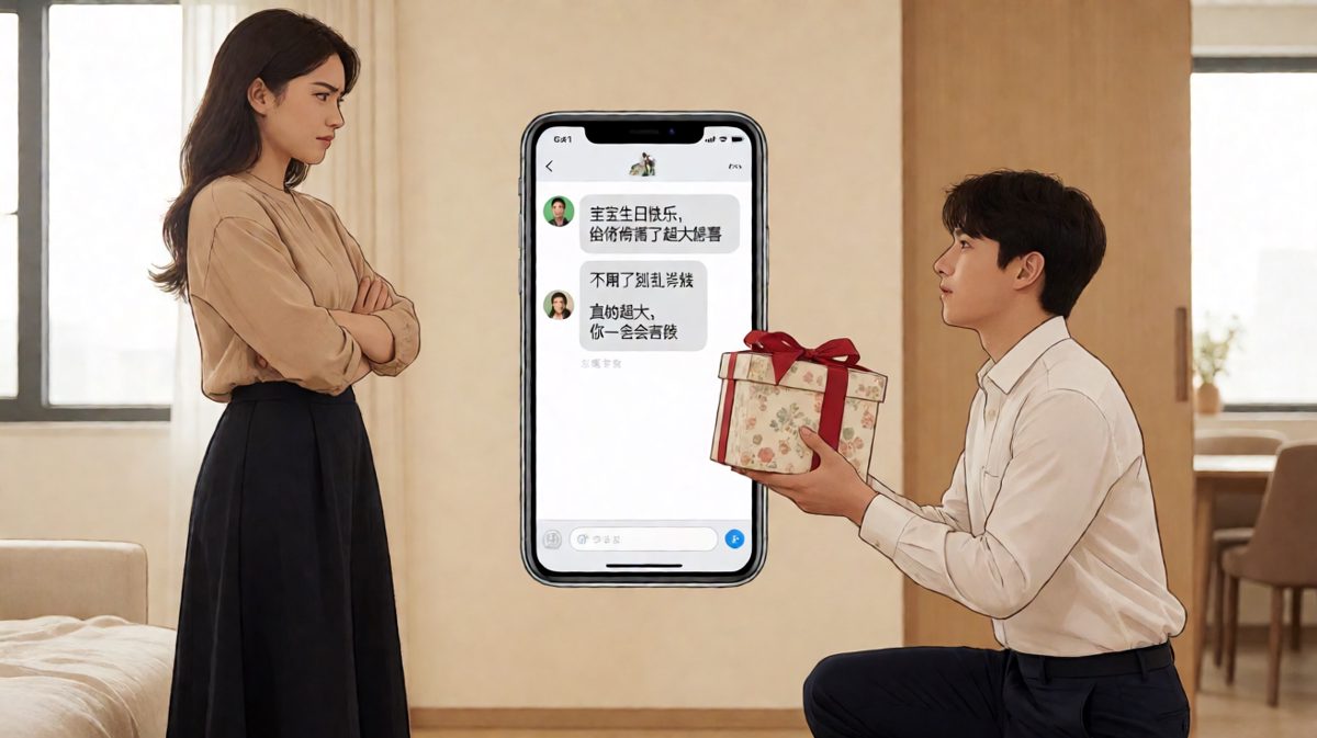 '不用买礼物'——结果他还是买了，而且更大