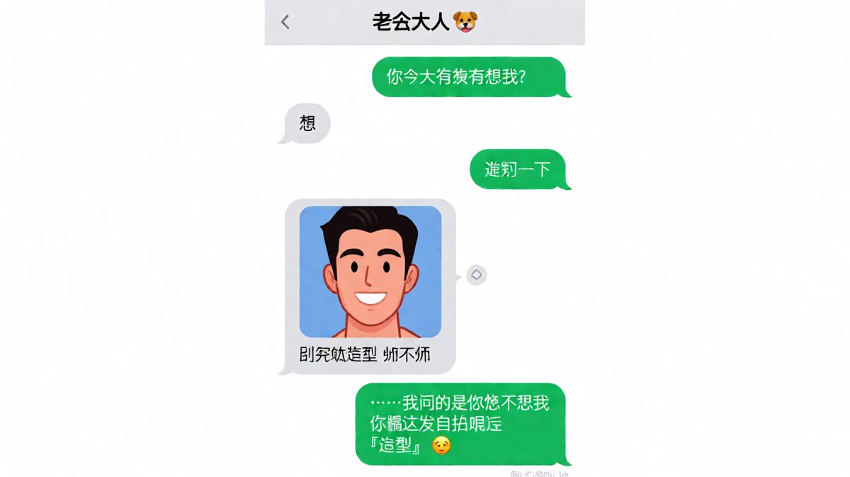 问我想不想她，他回了一张刚做完造型的自拍