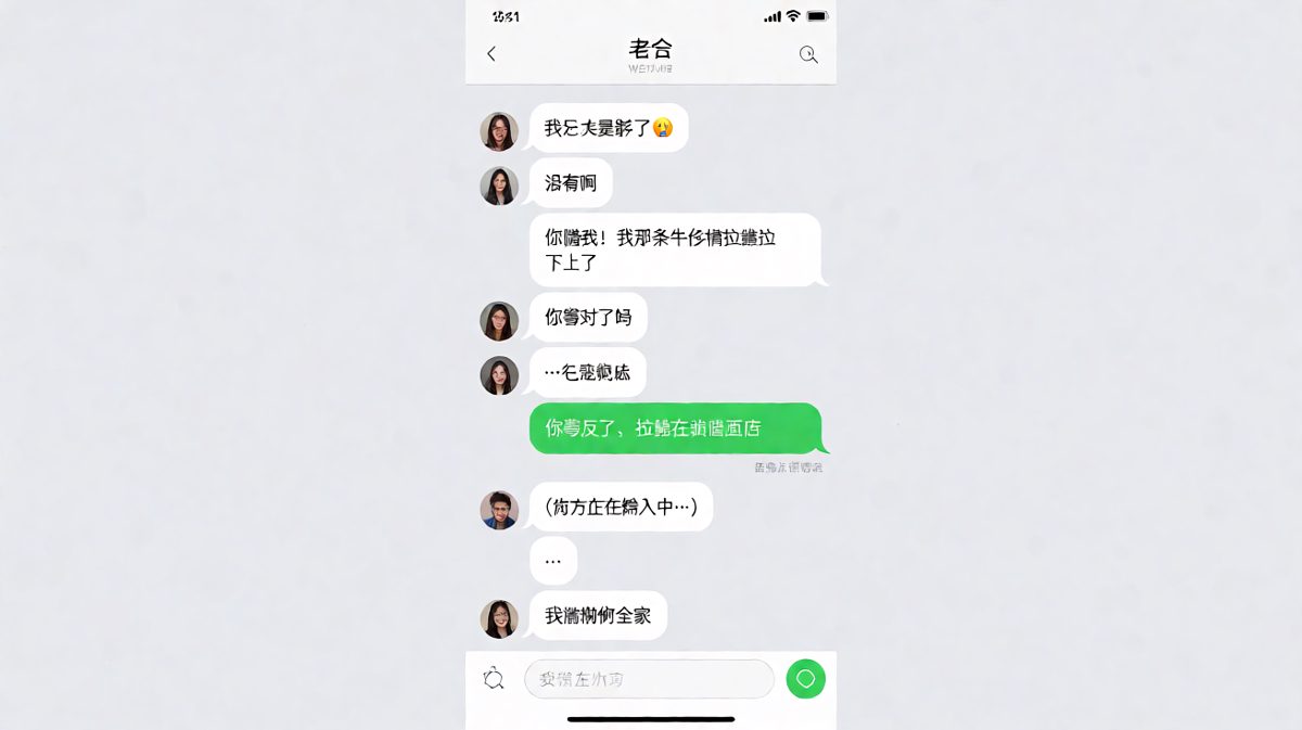 女生以为自己在说身材焦虑，结果真相是裤子穿反了，最后一句已读不回
