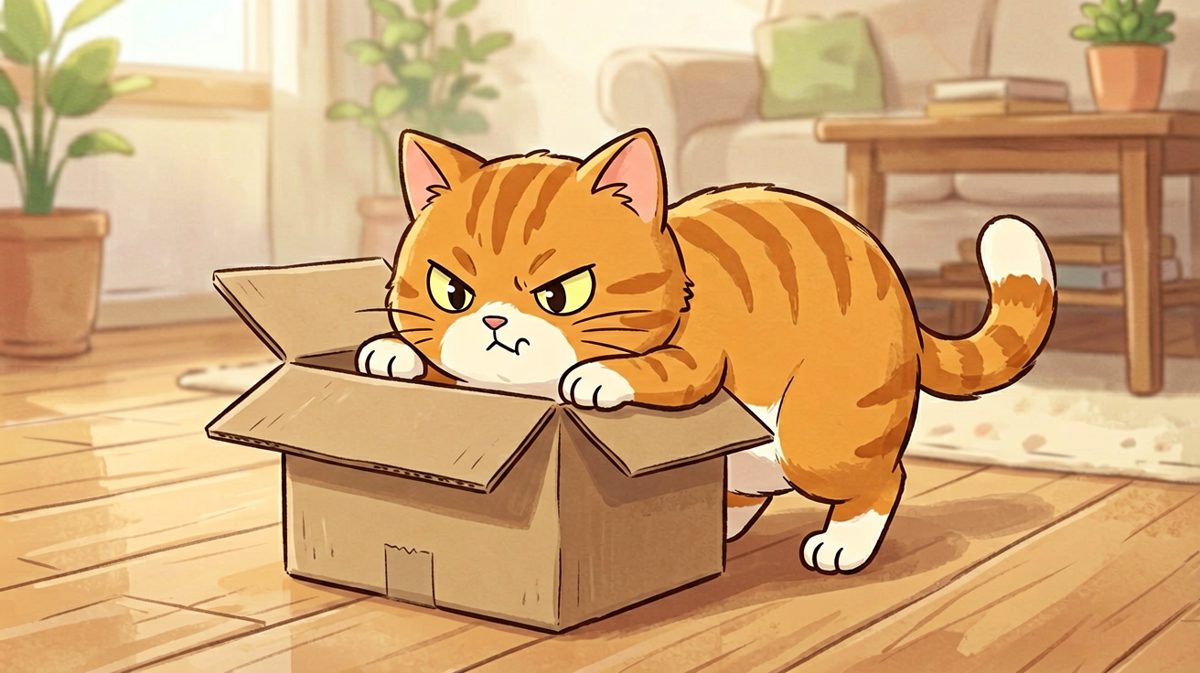 猫咪：只要我够胖，纸箱就会主动适应我