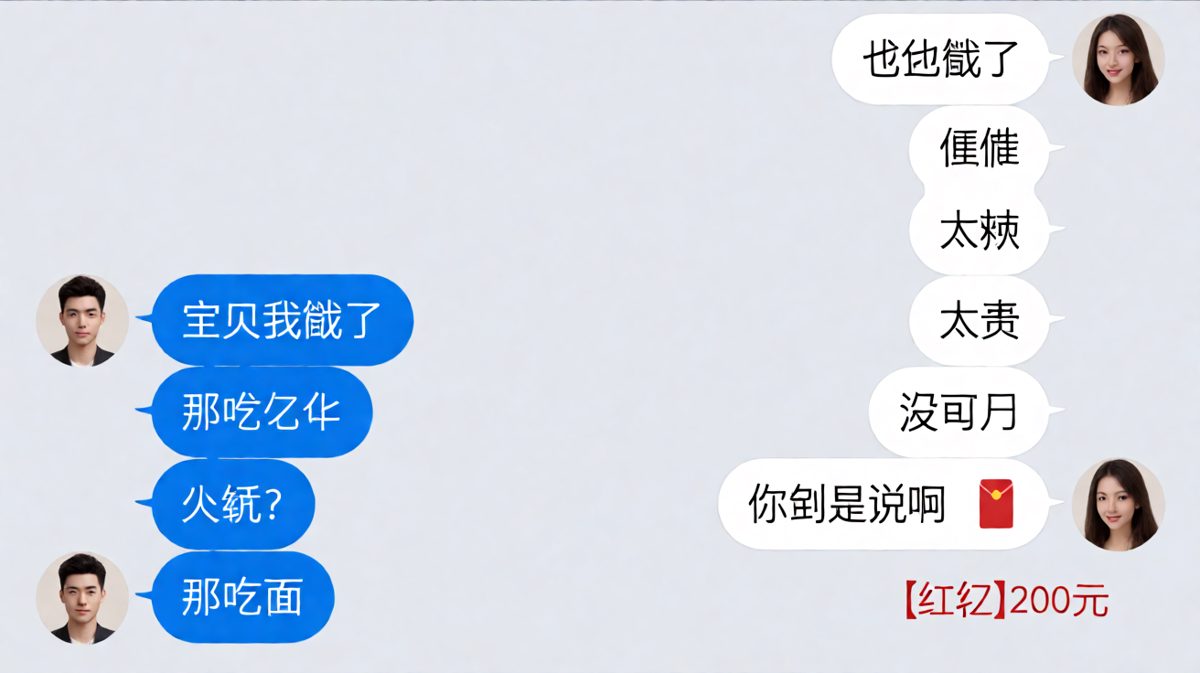 男方以为女方要省钱，结果女方反手甩来红包让他自己买爱吃的