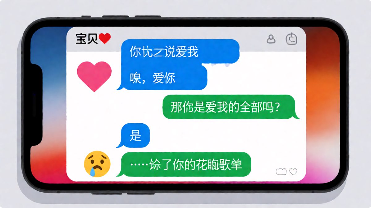 他说爱我全部，我差点答应后补刀她花呗账单。