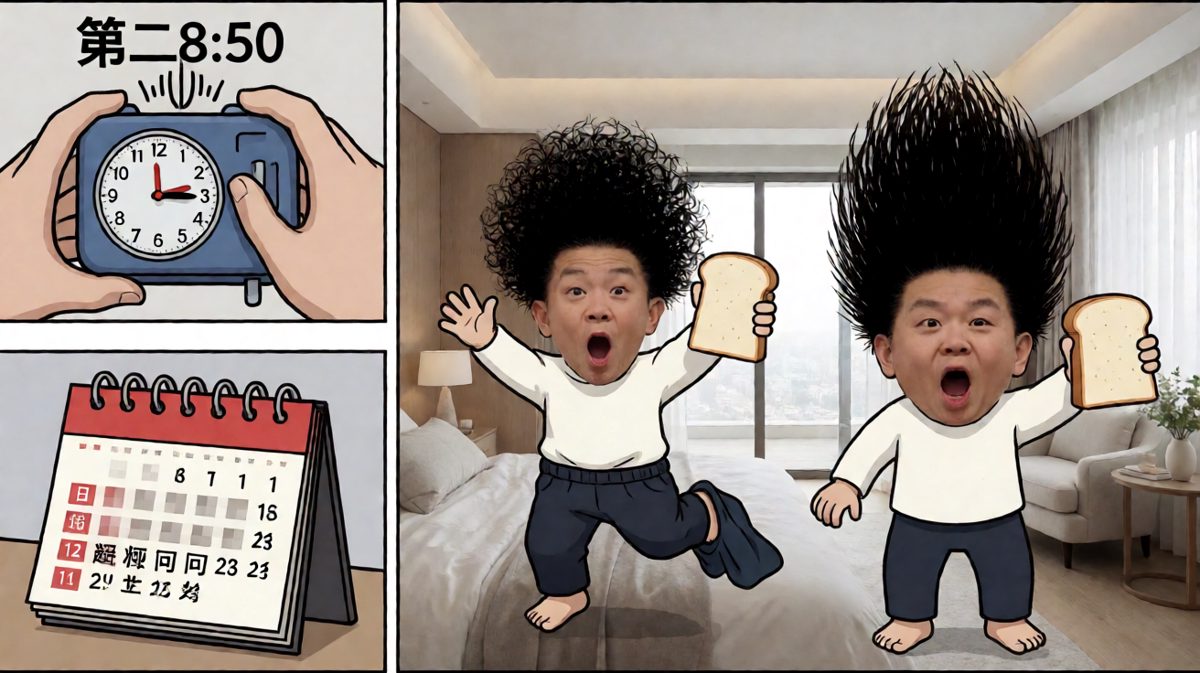 睡过头了！主角以光速起床，手忙脚乱