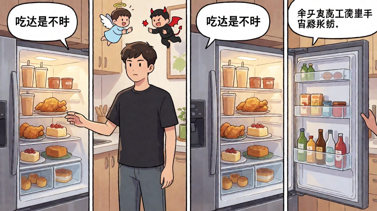 深夜的冰箱成了最大的考验，美食在召唤……