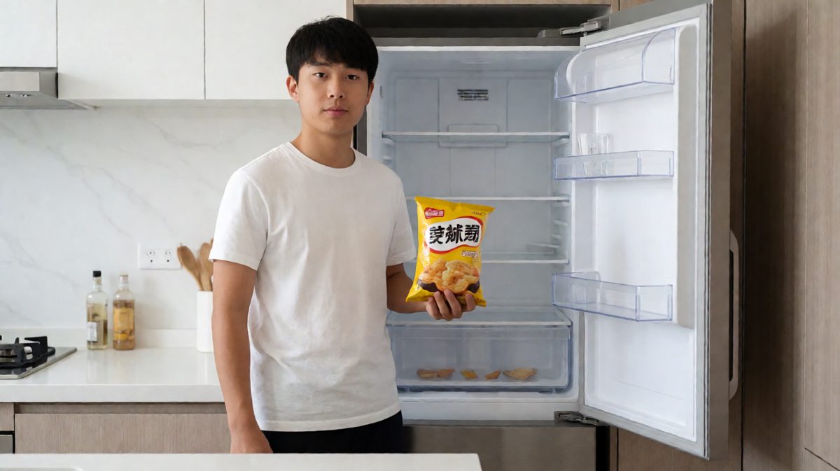 第一格：小明发现冰箱里的零食全没了