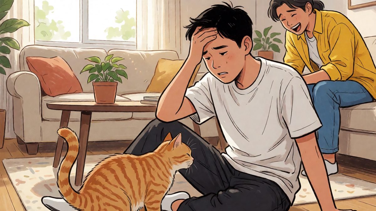 第四格：能怎么办呢，只能继续宠着这只馋猫了