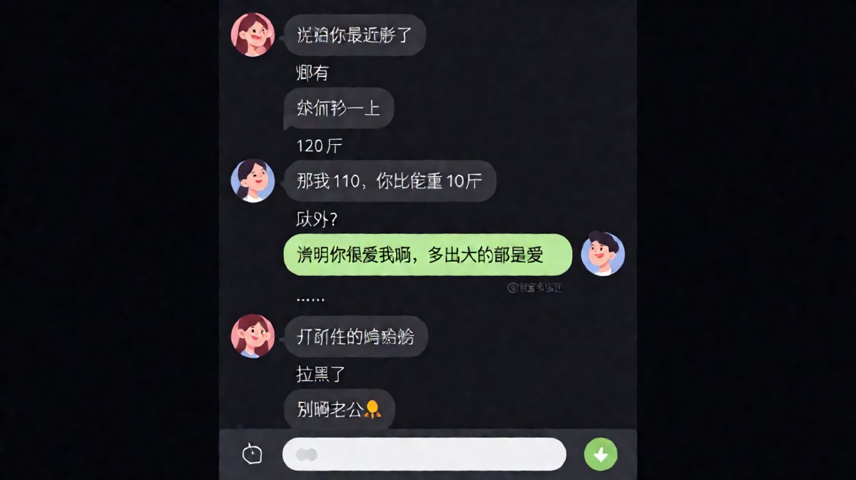 用体重数字秀恩爱，结果被一句拉黑反杀