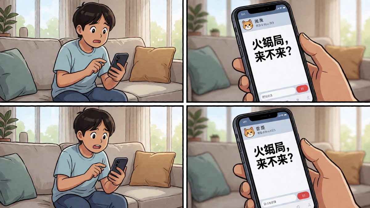 朋友：火锅局，来不来？