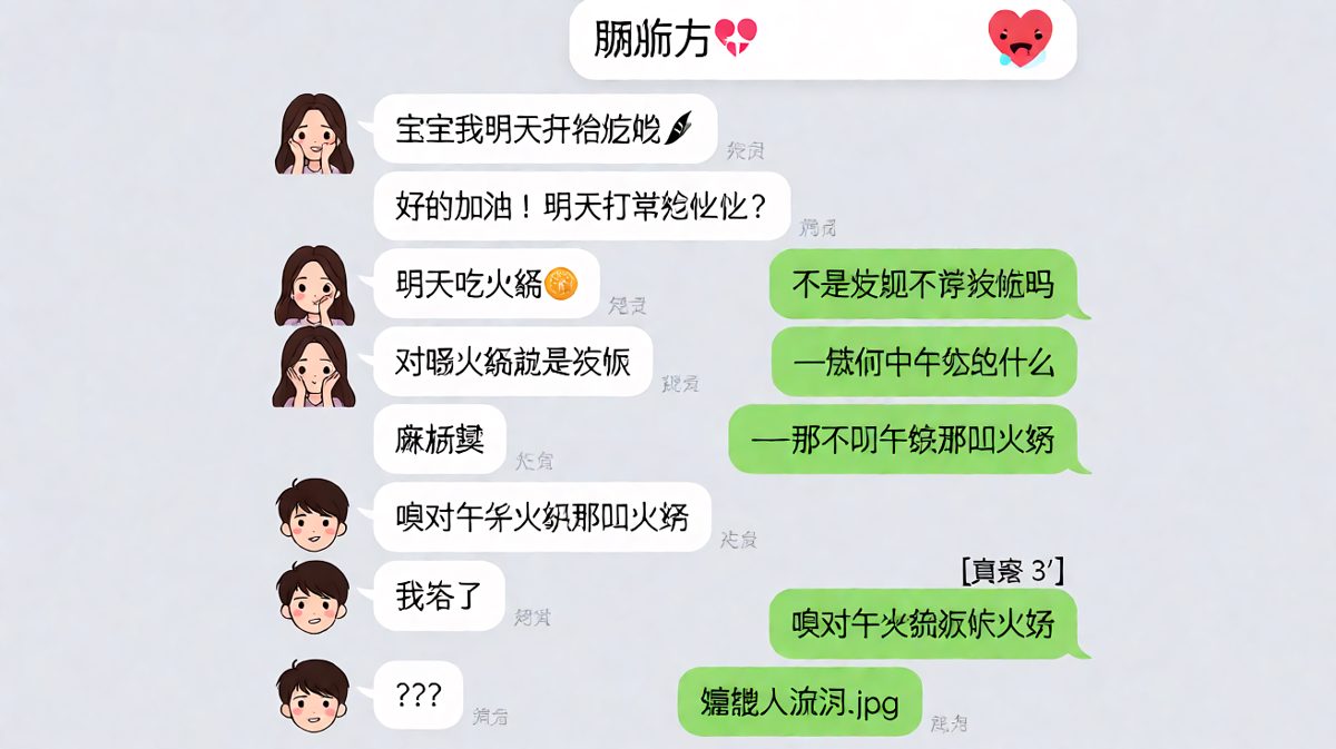 女方把麻辣烫算午饭、火锅算晚饭，男生彻底被逻辑劝退。