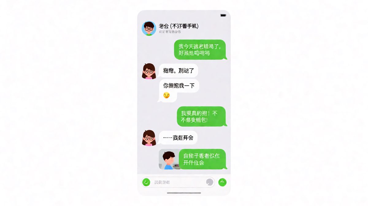 她以为他在开会，转头就甩出他摸鱼打游戏的现场照片。