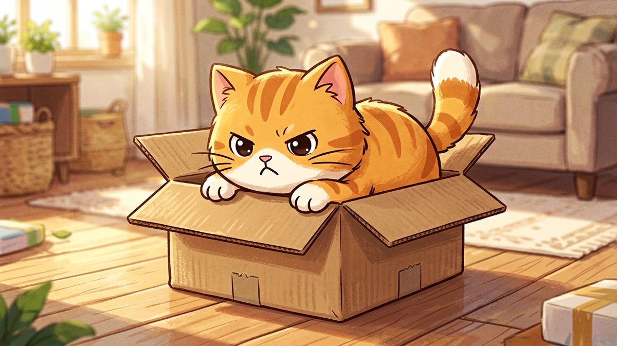 猫：只要我够努力，纸箱就能装下我！