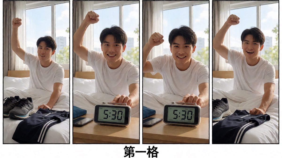 雄心勃勃的起床，准备迎接美好晨跑！