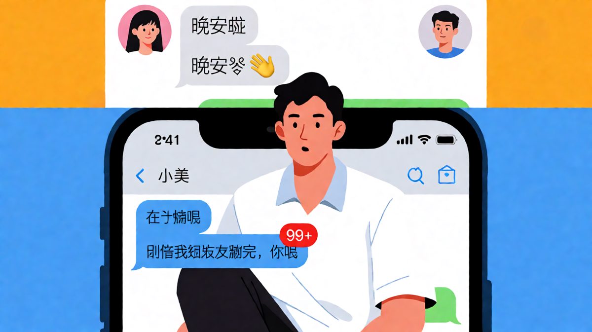 一句晚安结束了一段对话，却没结束他和别人的聊天