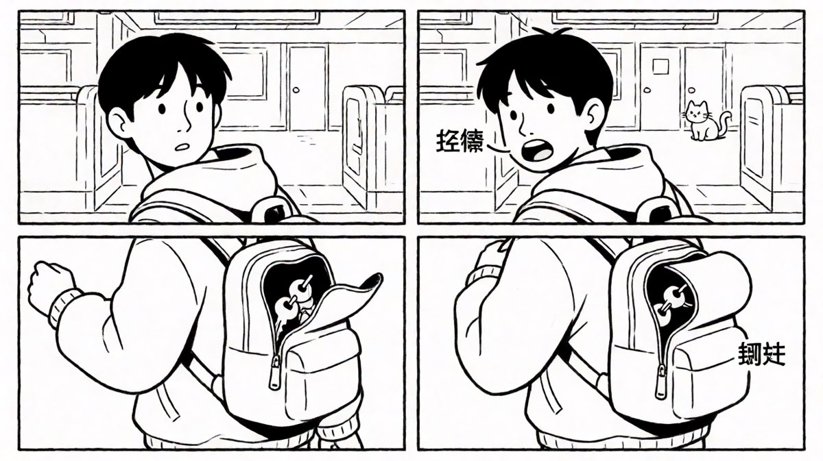 发现钥匙忘拿了——而且小猫也留守在家