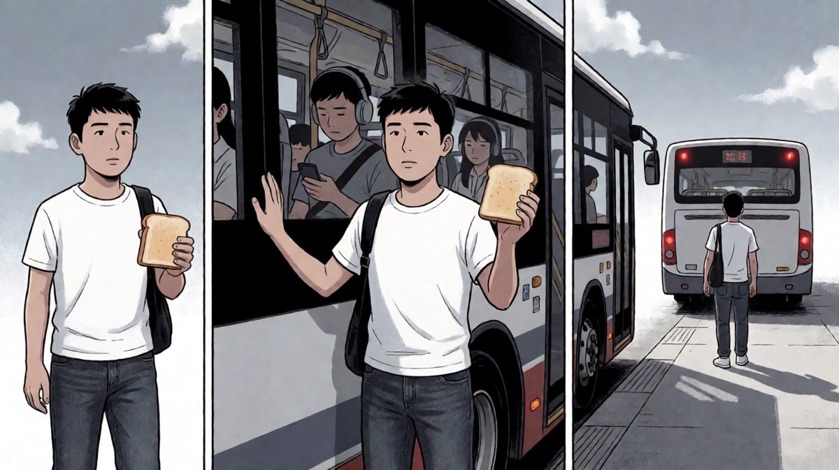 车开了，阿明目送它远去，欲哭无泪。