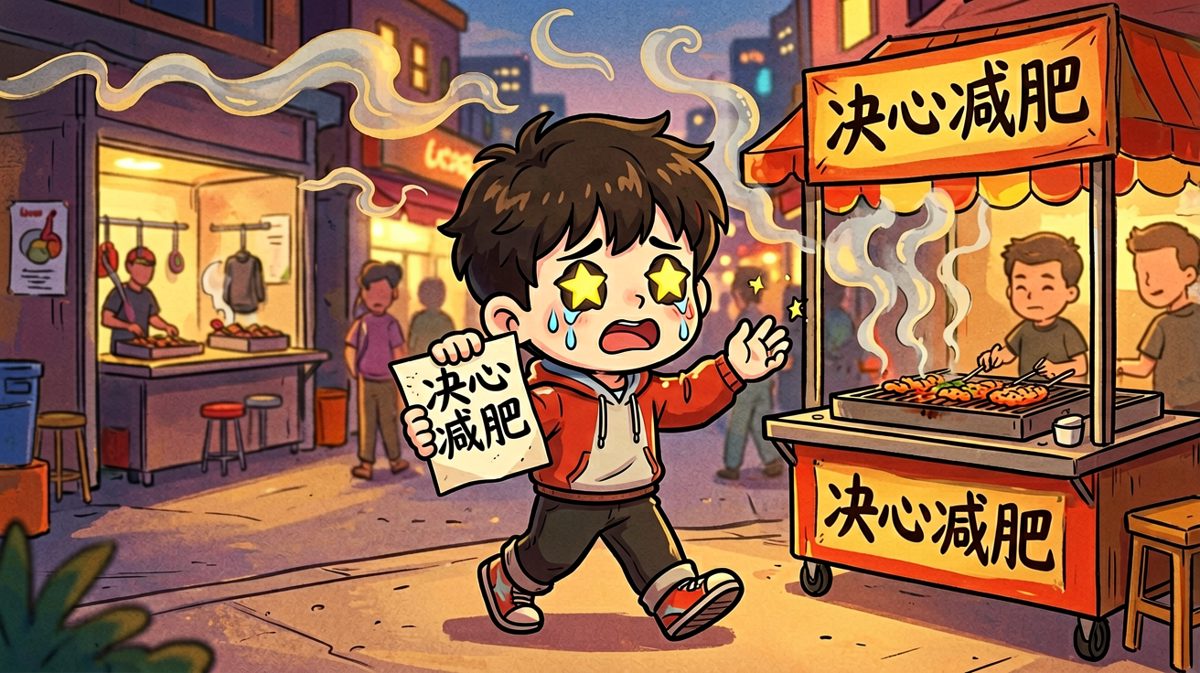 闻到烧烤香味，意志力瞬间崩塌。