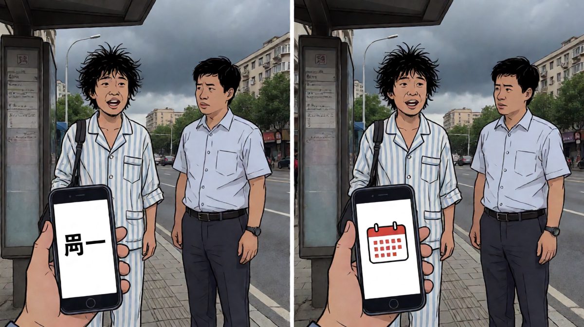 小明：……等等，今天是周一？！我明明昨晚设置了闹钟啊！！！