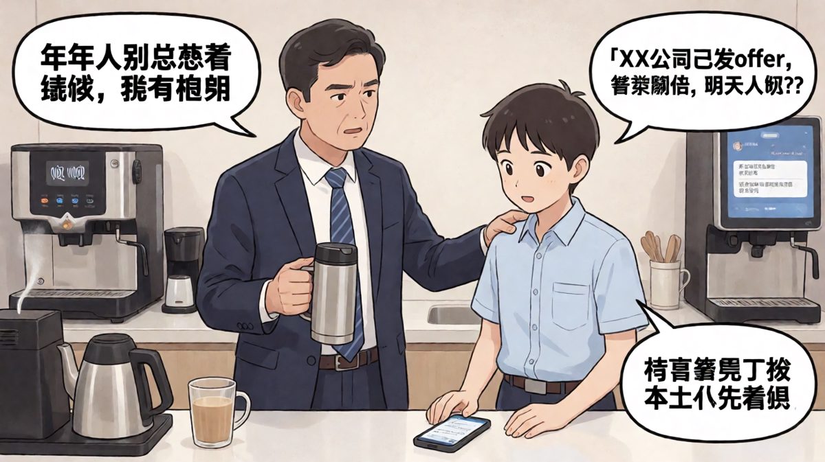 老板教你要有格局——下午小张把offer截图设成了壁纸，只等明天离职交接。