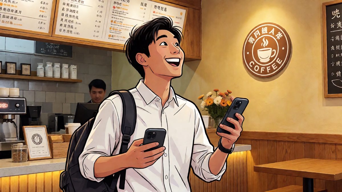 自信进店，准备装个杯点一杯「高级咖啡