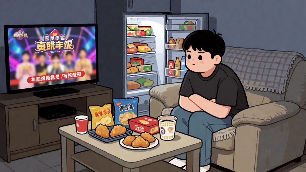 第三格：深夜破防，与美食彻底和解……