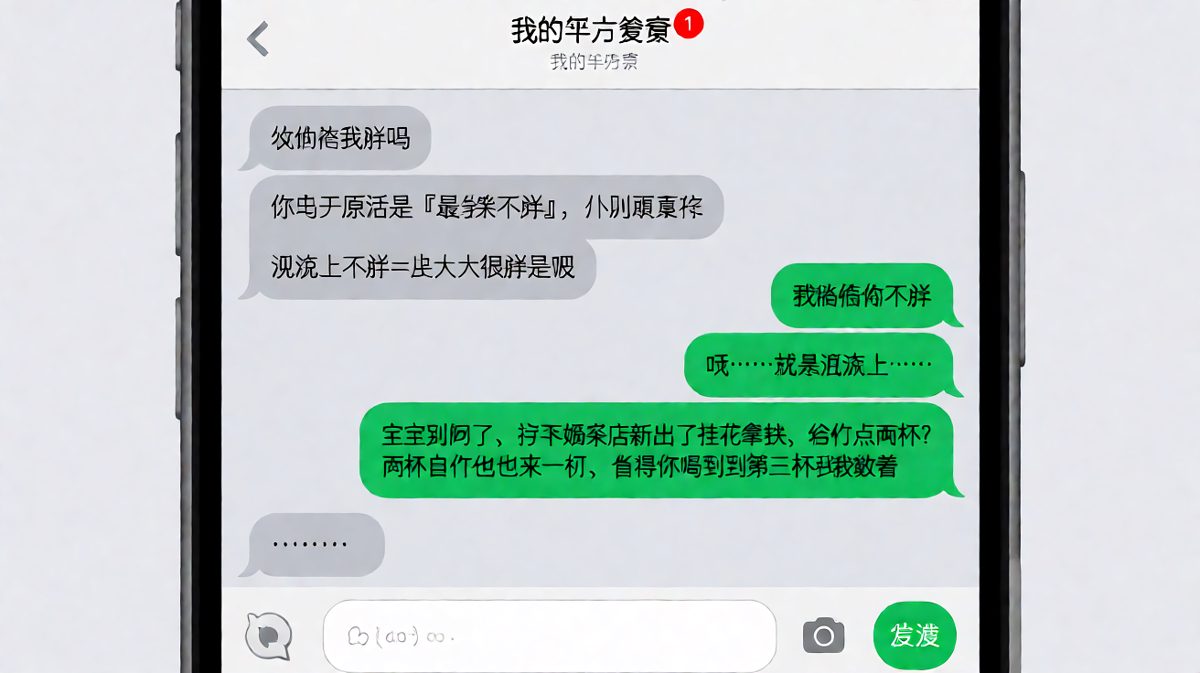 一句「看起来不胖」引发的连环追问，最后被两杯奶茶强行收场。