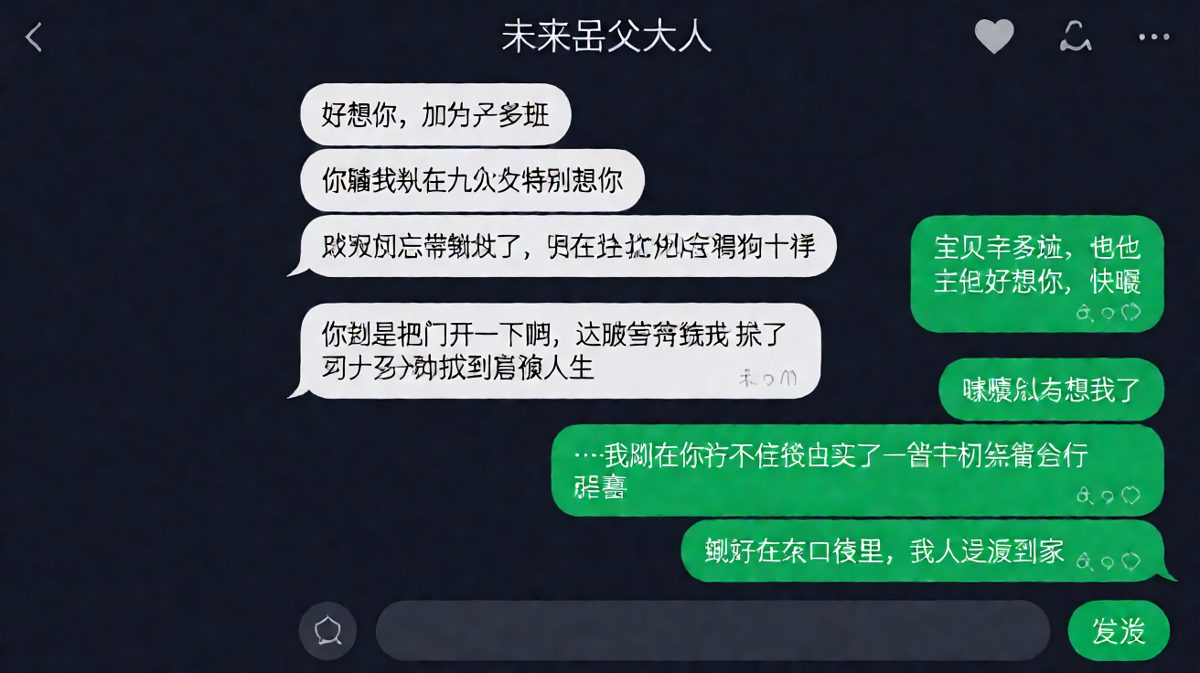 深情对话铺垫了八条消息，最后一句「你倒是开门」让所有浪漫瞬间落地。
