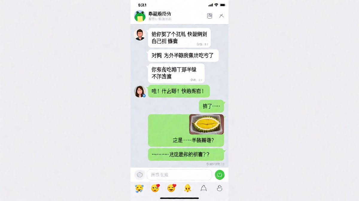 他的'惊喜礼物'是他刚吃剩的半颗榴莲，让你负责别浪费。
