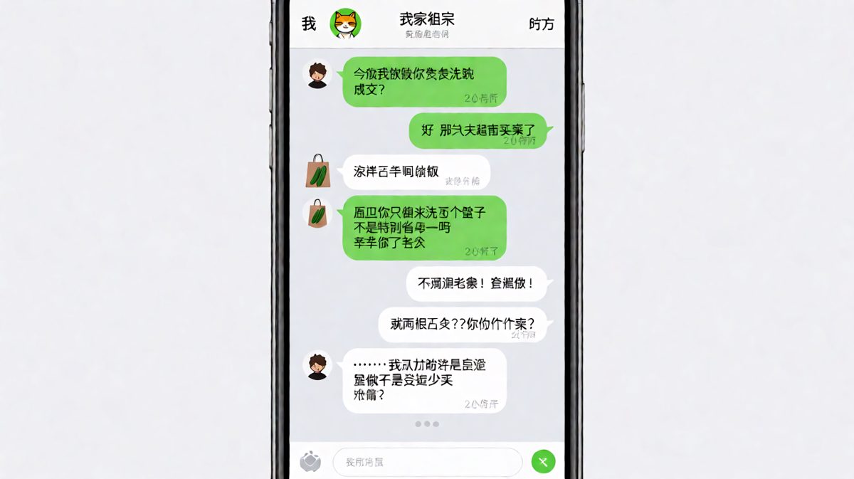 她让你洗碗，你只买了两根黄瓜——'这样就只洗两个盘子，不亏。'