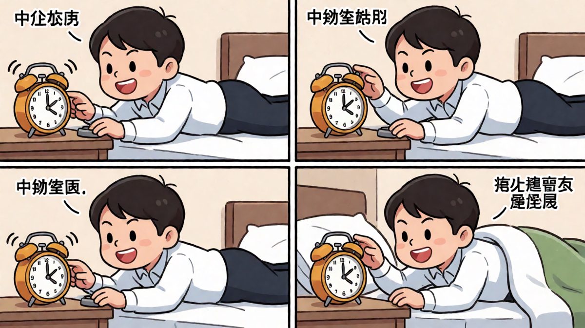 自信满满按掉闹钟，准备起床迎接美好一天。