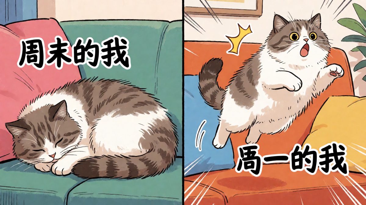 周末vs周一，猫生如戏