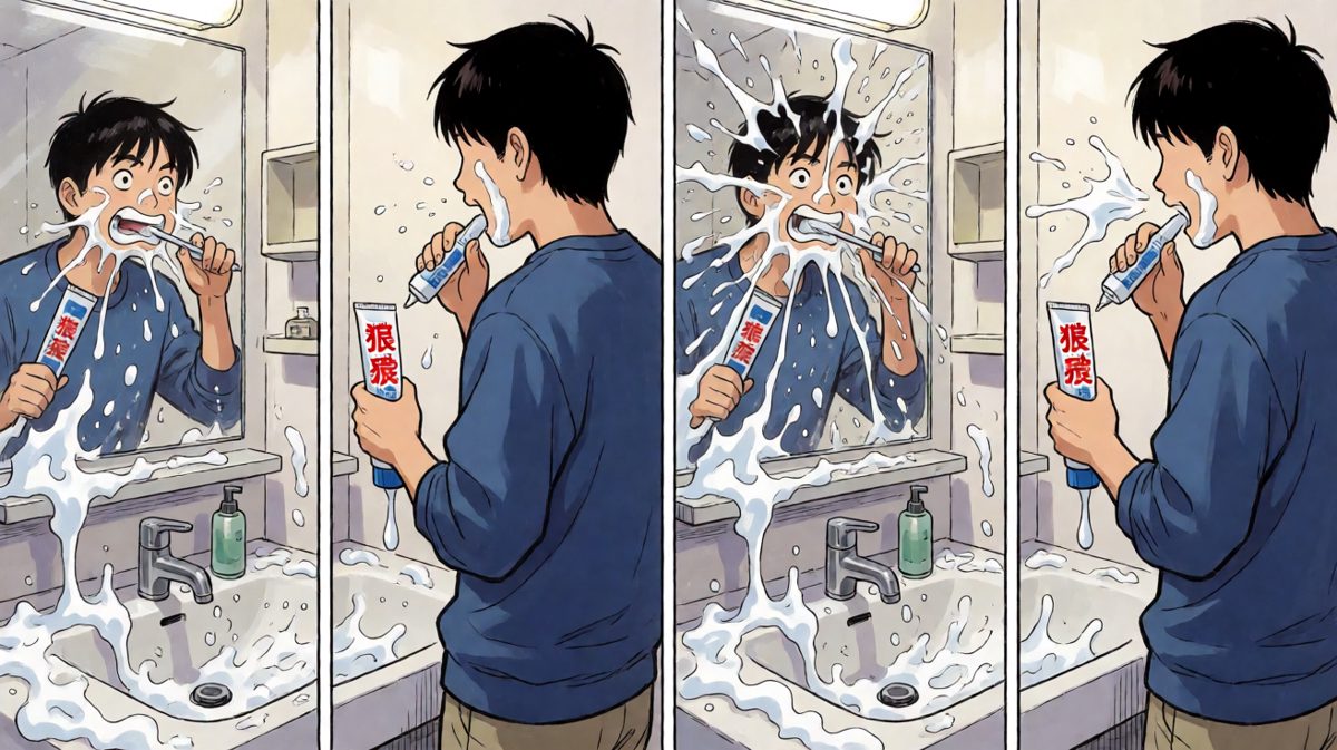 牙膏爆发，面目全非