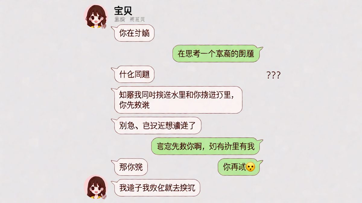 男生用自我牺牲化解送命题，结果把自己送进了坑里。