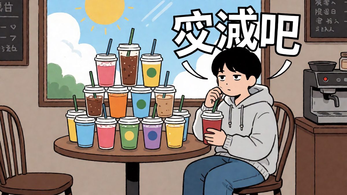 十数位饮料全部上桌，主角的精神彻底崩溃。