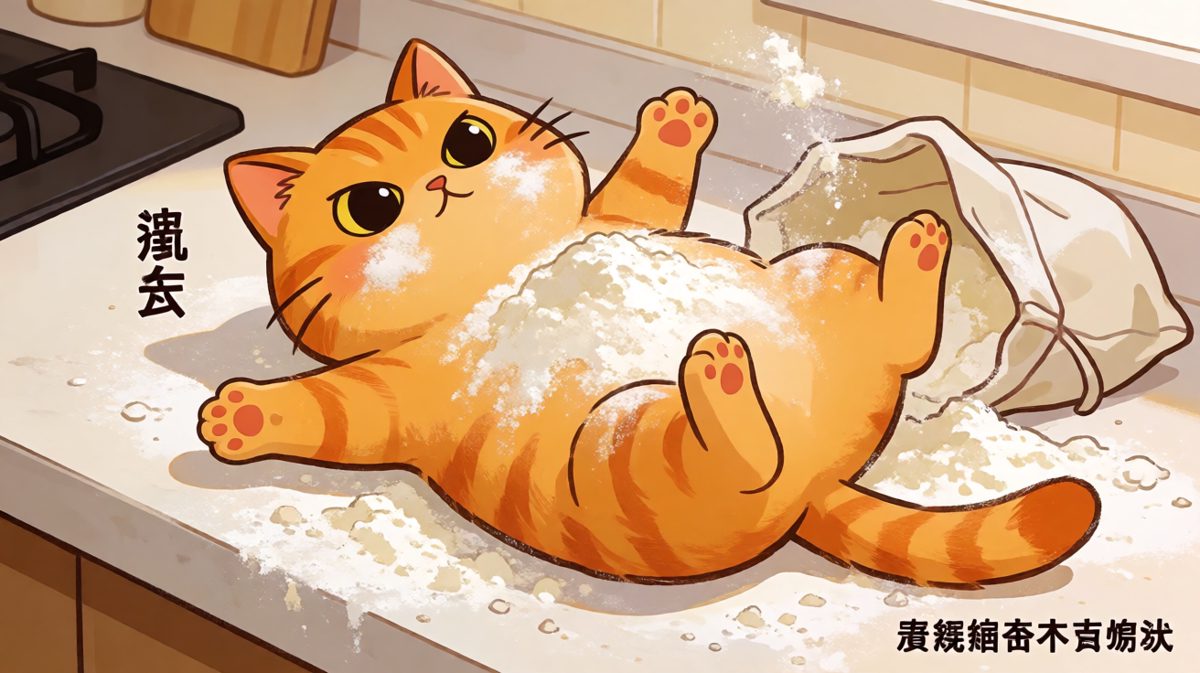 猫：我只是不小心打了个滚，面粉先动的手。