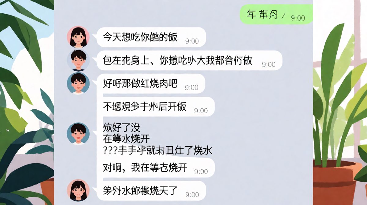 雄心壮志下厨却连等水烧开都能搞砸，厨艺与诚意严重不匹配的经典翻车现场。