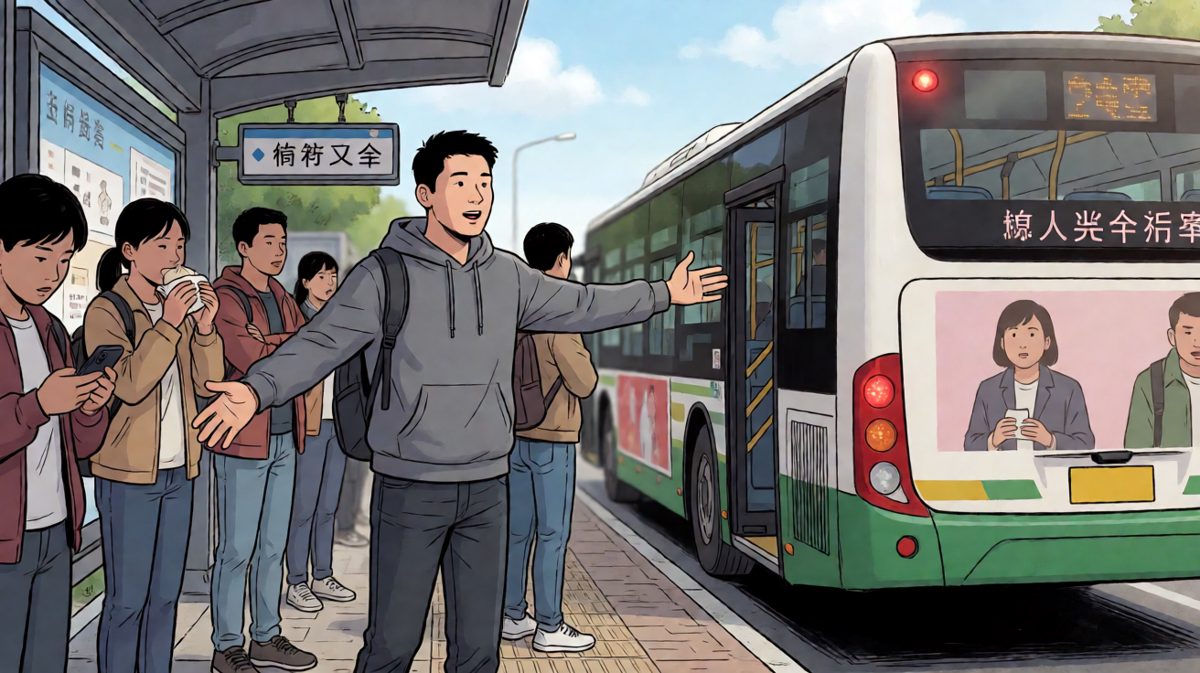 眼睁睁看着公交车开走