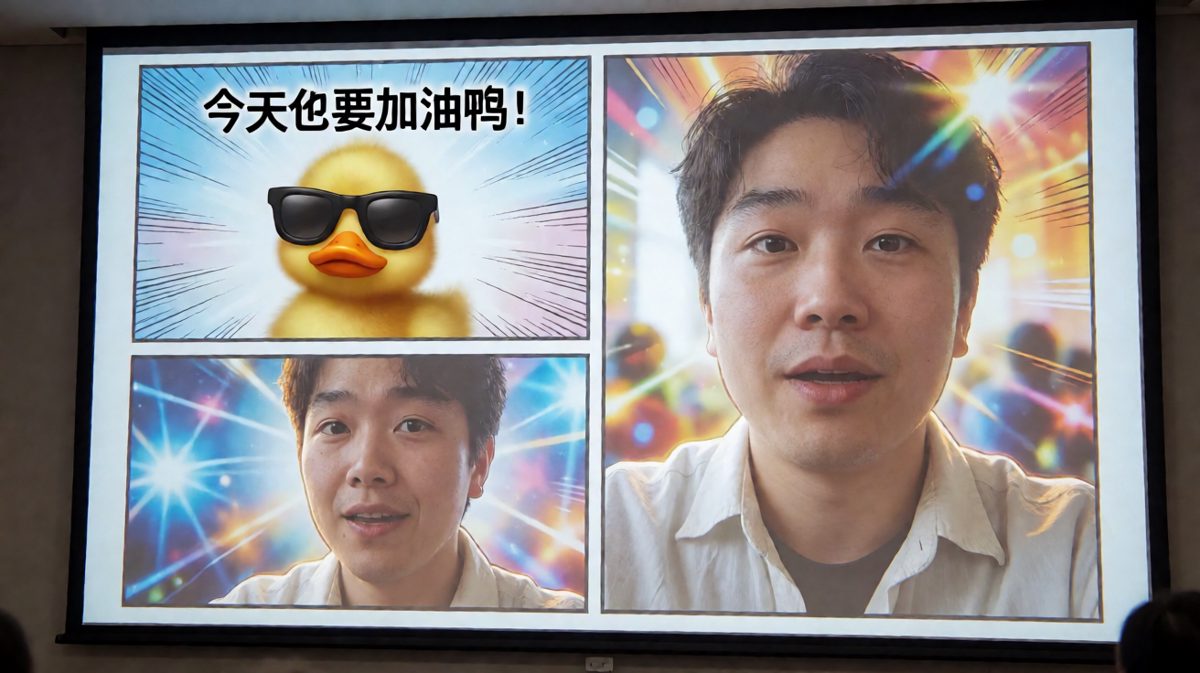 投影连接失误，屏幕赫然出现社死表情包与丑照