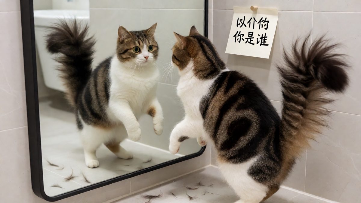 猫：可恶！镜子里的家伙竟敢学我生气！